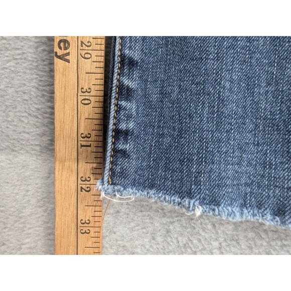 Abercrombie Fitch Jeans Womens SZ 6 Blue Slim Straight Raw Hem Faded Whiskers - Picture 8 of 14